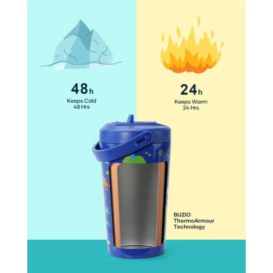 Buzio Kids Tumbler with Straw Lid 500ML - Dinosaur